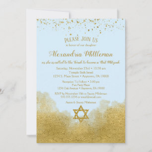 Bat mitzvah inbjudan till Blue Guld