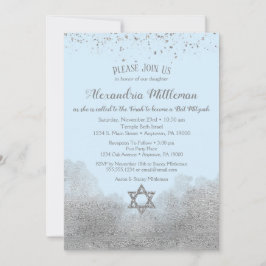 Bat mitzvah inbjudan till Blue Silver