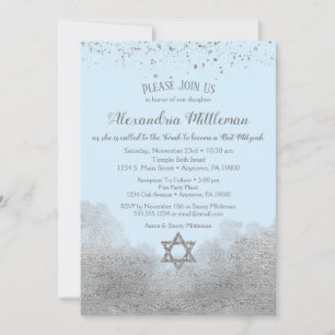 Bat mitzvah inbjudan till Blue Silver