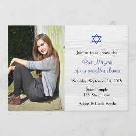 Bat mitzvah inbjudan till Blue Star och White Wood