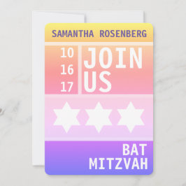 Bat mitzvah inbjudan till Bright Star of David