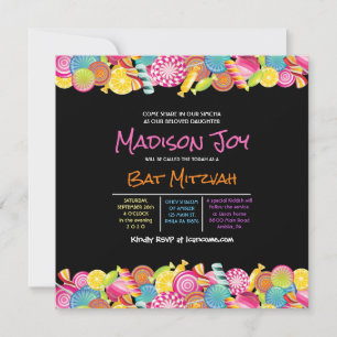 Bat mitzvah inbjudan till CANDY COUTURE Rosa