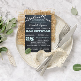 Bat mitzvah inbjudan till Chalkboard Ljus Aqua