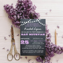 Bat mitzvah inbjudan till Chalkboard Ljus Lilac
