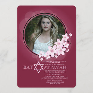 Bat mitzvah inbjudan till Cherry Blommar Photo