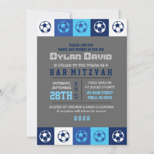 Bat mitzvah inbjudan till coola SOCCER Blue Pub