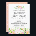 Bat mitzvah inbjudan till Daety Watercolor Flowers<br><div class="desc">En Bat mitzvah inbjudan till elegant och feminin blommigt med vattenfärgade pastellblommor och vismiskt skript. Inbjudan är perfekt för vår och sommartid Bat mitzvah.</div>