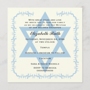 Bat mitzvah inbjudan till David Damask