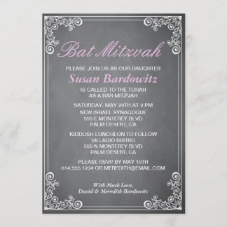 Bat mitzvah inbjudan till Elegant Chalkboard