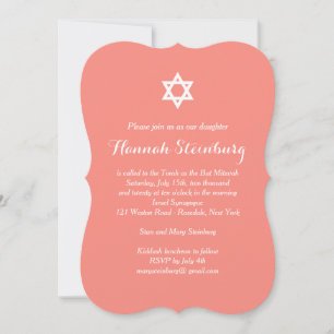 Bat mitzvah inbjudan till elegant Coral