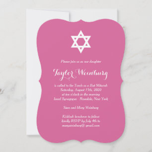 Bat mitzvah inbjudan till elegant Fuchsia
