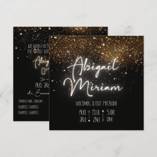 Bat mitzvah inbjudan till elegant Glitter Hebreisk