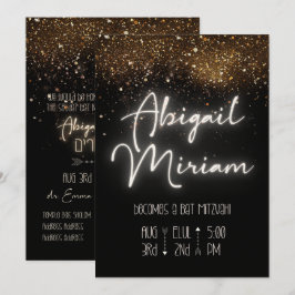 Bat mitzvah inbjudan till elegant Glitter Hebreisk