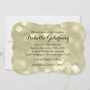 Bat mitzvah inbjudan till elegant Guld Ljus