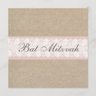 Bat mitzvah inbjudan till Elegant Rosa Snöre Burla