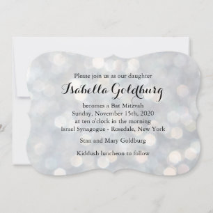 Bat mitzvah inbjudan till elegant Silver Ljus