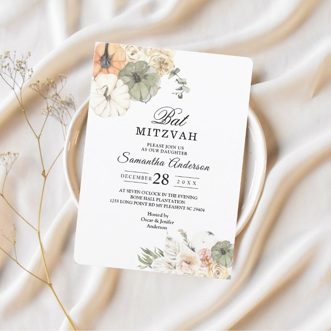 Bat mitzvah inbjudan till elegantens fall | Vatten (Skapare uppladdad)