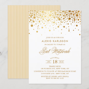 Bat mitzvah inbjudan till Faux Gold Foil Confetti
