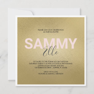Bat mitzvah inbjudan till Faux Guld