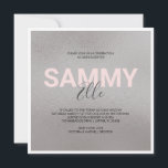 Bat mitzvah inbjudan till Faux Silver<br><div class="desc">Den här inbjudan till den bat mitzvah festen innehåller ditt namn som är angivet i ett fet modernt teckensnitt med mitten namn i trendigets handskrivna skripttypografi över en faux silver-bakgrund. Inbjudan-kortet återgår till en kompletterande grått-bakgrund. Ett sött men enkelt val för din flickas snyggt party. Om du vill se mer...</div>