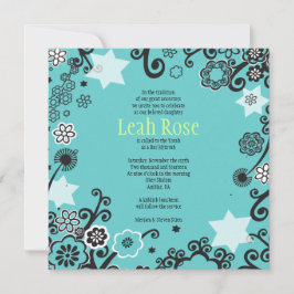 Bat mitzvah inbjudan till Flora Star Aqua Inbjudan