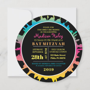Bat mitzvah inbjudan till GLOW Rainbow Stänk Pub