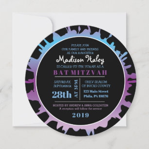 Bat mitzvah inbjudan till GLOW Rainbow Stänk Pub