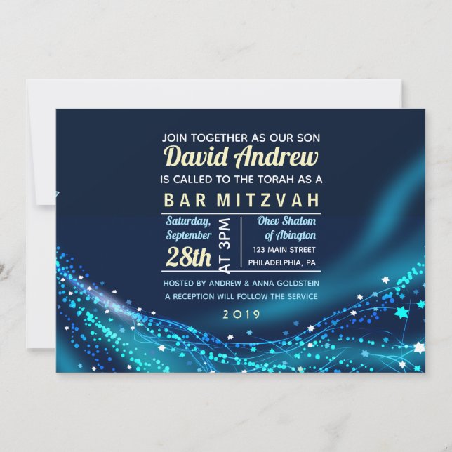 Bat mitzvah inbjudan till Glowing Stars Pub (Framsida)