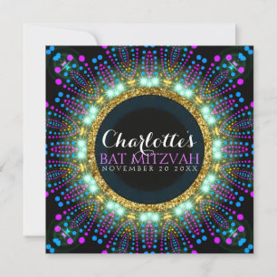 Bat mitzvah inbjudan till Groovy Glow Blacklight