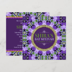 Bat mitzvah inbjudan till Groovy Lila Daisy