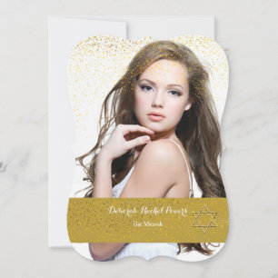Bat mitzvah inbjudan till Guld-konfetti