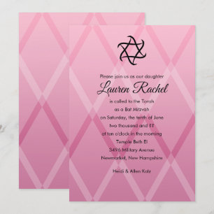 Bat mitzvah inbjudan till Harlequin Rosa