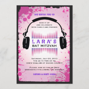 Bat mitzvah inbjudan till HEADPHONES
