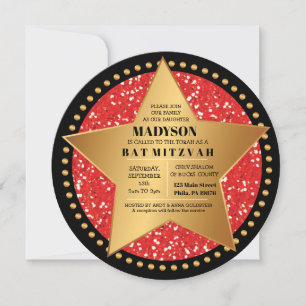 BAT MITZVAH inbjudan till HOLLYWOOD STAR Red Pub