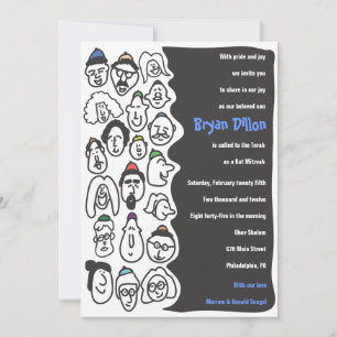 Bat mitzvah inbjudan till Inbjudan i LYCKLIG ANSIK