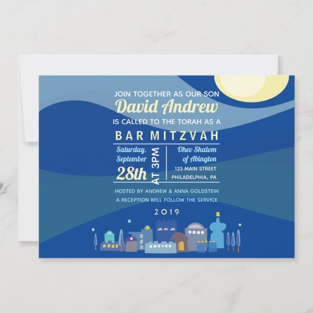 Bat mitzvah inbjudan till Jerusalem Israel Pub (Framsida)
