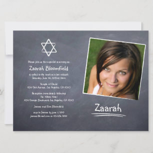 Bat mitzvah inbjudan till kalkboard