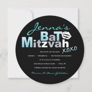 Bat mitzvah inbjudan till kärlek & KISSES Turcos