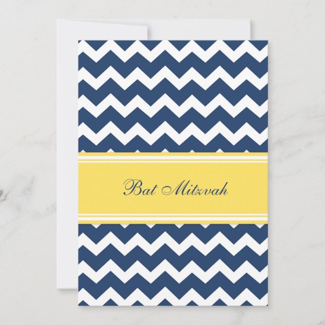 Bat mitzvah inbjudan till Lemon Blue Chevron (Framsida)