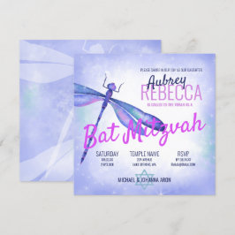 Bat mitzvah inbjudan till Light Blue Dragonfly