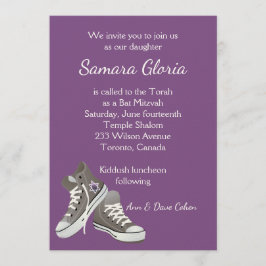 Bat mitzvah inbjudan till lila Fade Star Sneakers