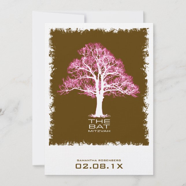 Bat mitzvah inbjudan till livets träd i choklad (Framsida)