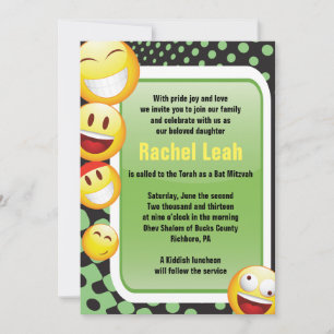 Bat mitzvah inbjudan till LYCKLIG EMOJI Pub