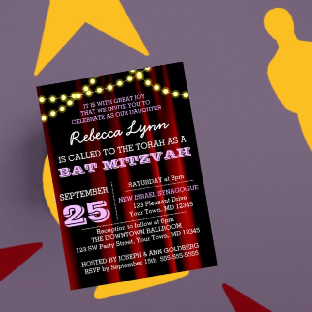 Bat mitzvah inbjudan till Movie Ljus Lilac (Skapare uppladdad)