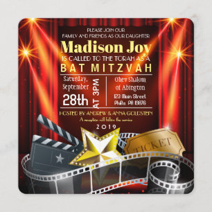 Bat mitzvah inbjudan till MOVIE STAR HOLLYWOOD