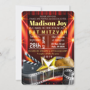 Bat mitzvah inbjudan till MOVIE STAR HOLLYWOOD
