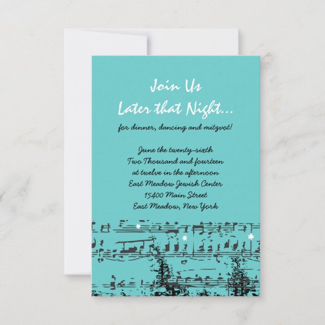 Bat mitzvah inbjudan till MUSIK NOTER & STARS Pub (Framsida)