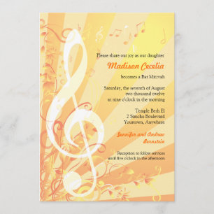 Bat mitzvah inbjudan till musikrensningar