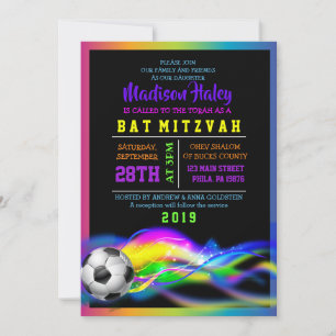 BAT MITZVAH inbjudan till NEON SOCCER GIRLS