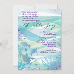 Bat mitzvah inbjudan till oceanens liv